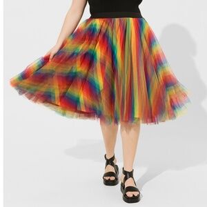 Torrid Multicolor Pride Midi Tulle A-Line Skirt 3X